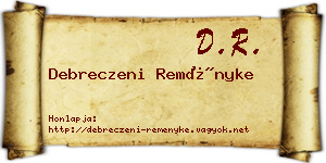 Debreczeni Reményke névjegykártya